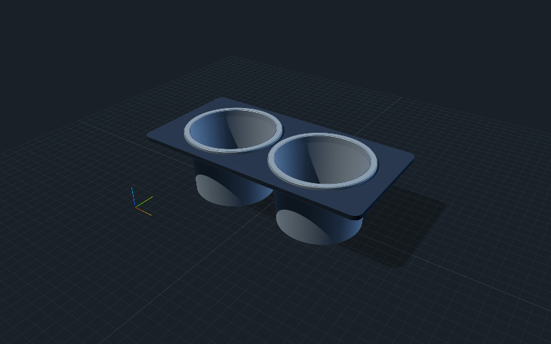 Two removable cylindrical cup wells seated in a rectangular mounting plate